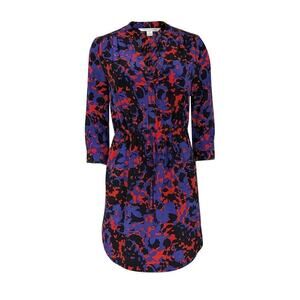 Diane Von Furstenberg Floral Silk Shift Dress Women's Blue Red Size 0